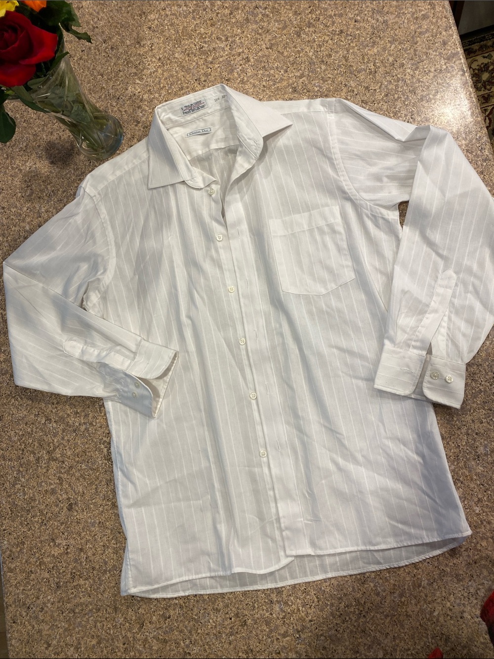 Christian Dior White Dress Shirt Long Sleeve 15 1/2  32-33 SMELLS MUSTY